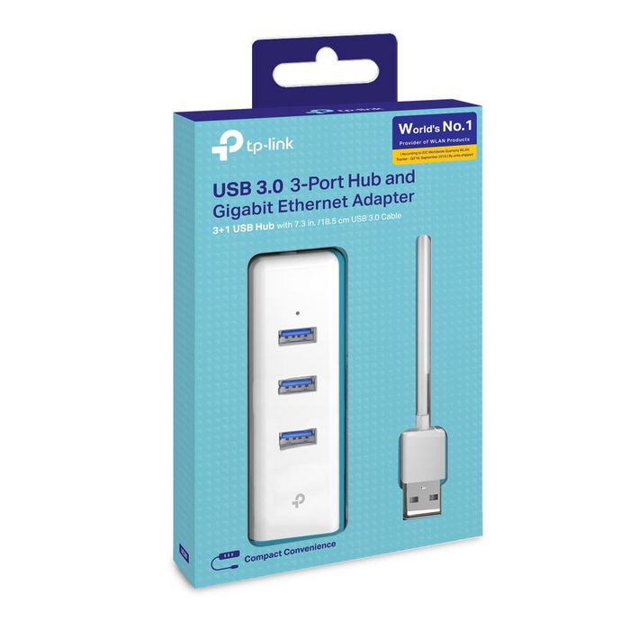 TP-Link 3 USB-A 3.0 Ports, 1 Gigabit Ethernet Port, 1 USB-A 3.0 Connector, RTL8153 - W124776986