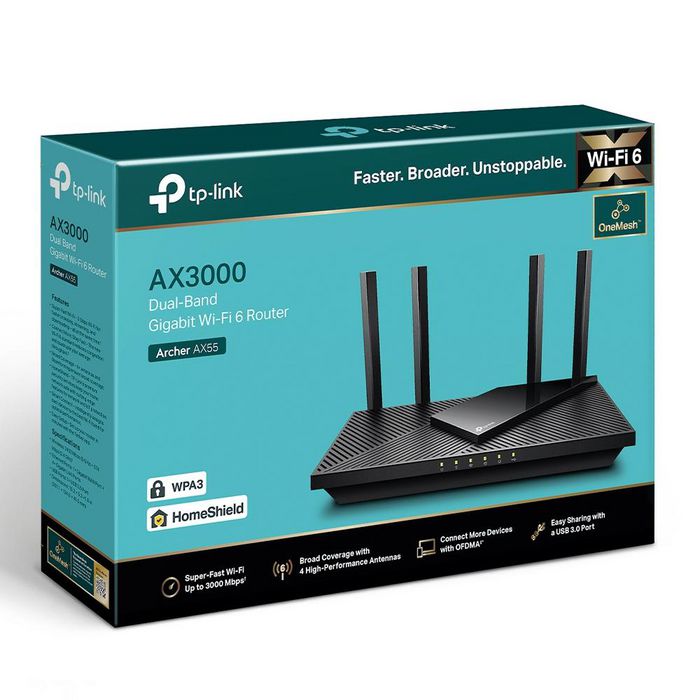 TP-Link Archer AX55 routeur sans fil Gigabit Ethernet Bi-bande (2,4 GHz / 5 GHz) 5G Noir - W127024374