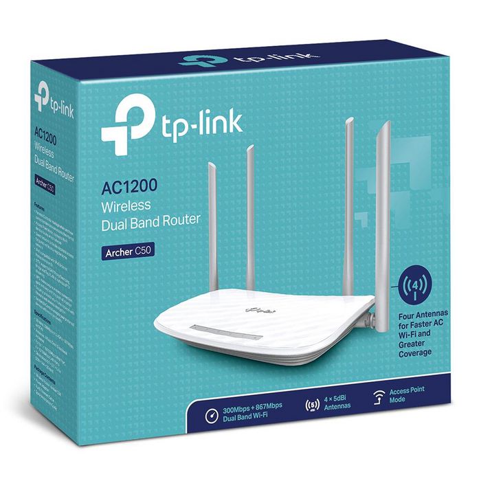 TP-Link Archer C50 Wireless Router Fast Ethernet Dual-Band (2.4 Ghz / 5 Ghz) Black - W128559640