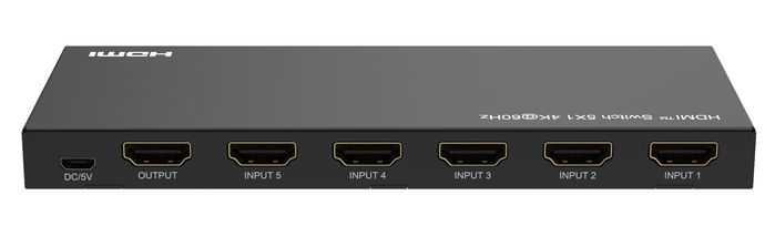 MicroConnect 4K@60Hz HDMI Switch 5x1, HDCP 2.2, w/ Remote control - W128440836