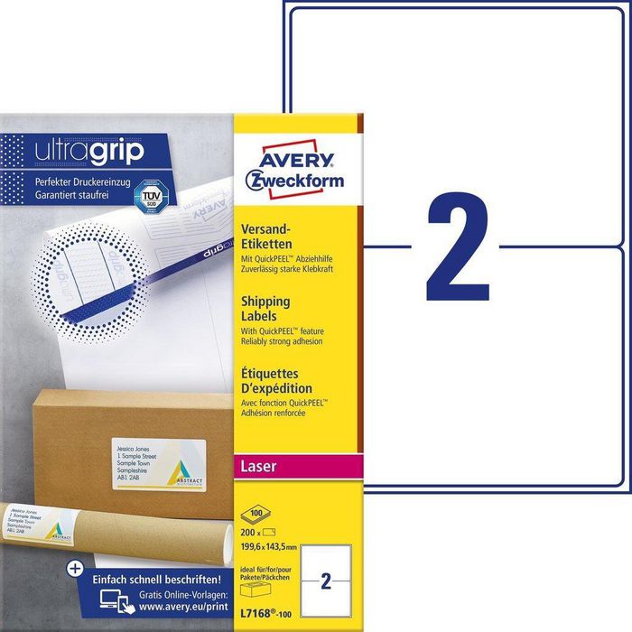 Avery Self-Adhesive Label Rectangle Permanent White 200 Pc(S) - W128443711