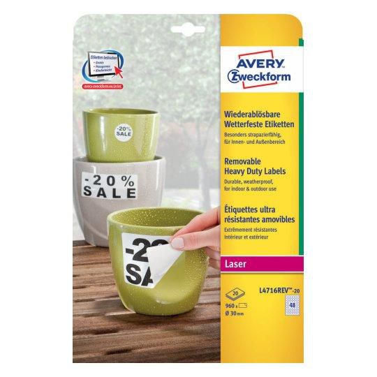 Avery Self-Adhesive Label Circle Removable White 960 Pc(S) - W128443747