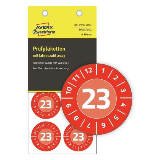 Avery Self-Adhesive Label Round Permanent Red 80 Pc(S) - W128443790
