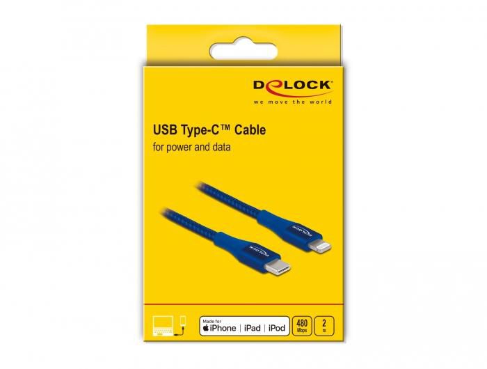 Delock 85417 Lightning Cable 2 M Blue - W128443196