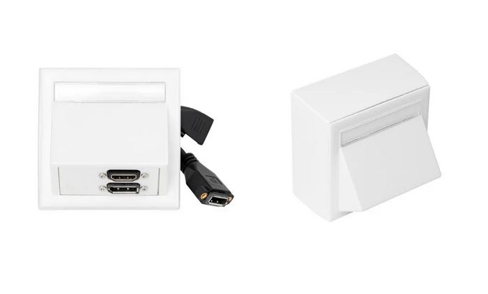 Vivolink Wall Connection Box HDMI + Displayport + 3.5mm, White - W124478650