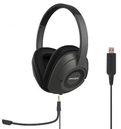 KOSS SB42 USB Headsets, Over-Ear, Wired, Detachable microphone, Black/Grey - W128445918