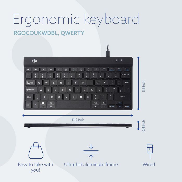 R-Go Tools Compact Break ergonomic keyboard AZERTY (FR), wired, white - W128444806