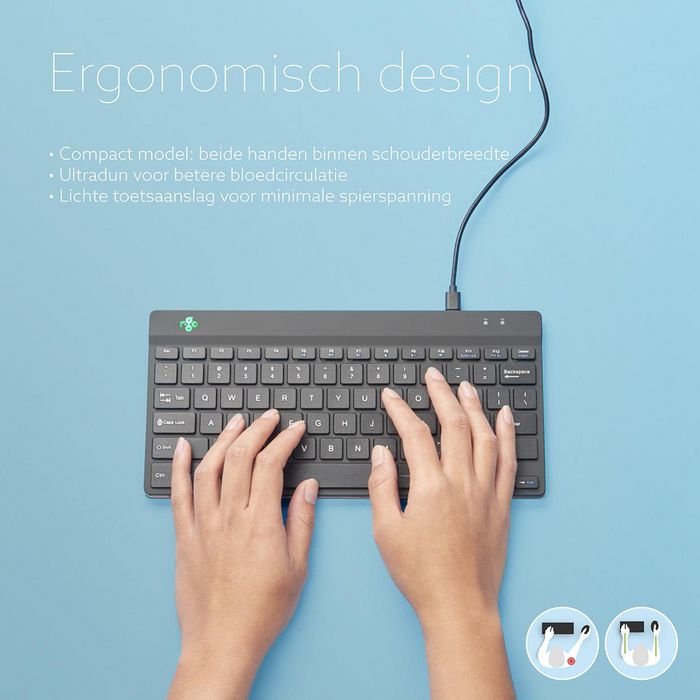 R-Go Tools Compact Break ergonomic keyboard QWERTY (US), wired, white - W128444811