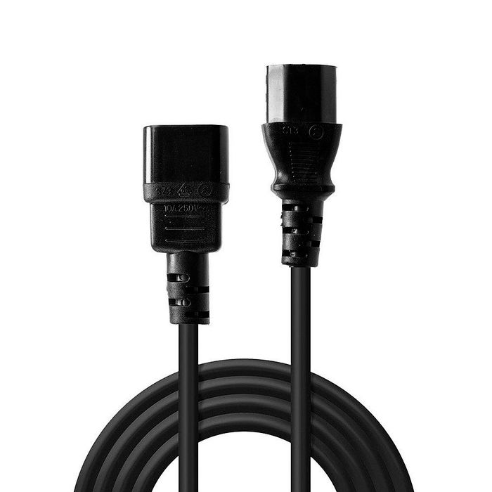 Lindy 1m C14 to C13 Mains Extension Cable, lead free, black - W128456583