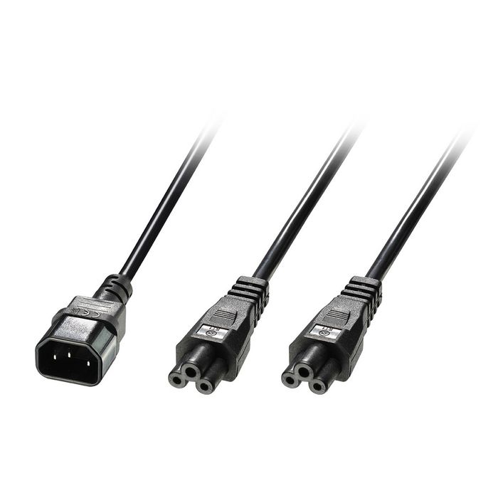 Lindy 2.5m IEC C14 an 2x C5 Mains Cable, lead free - W128456590