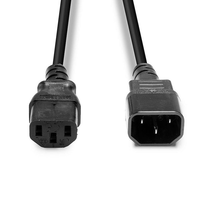 Lindy 0.5m C14 to C13 Mains Extension Cable, lead free, black - W128456582