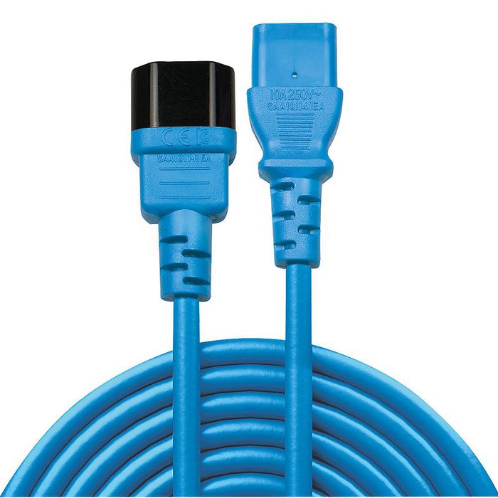Lindy 0.5m C14 to C13 Mains Extension Cable, lead free, blue - W128456602