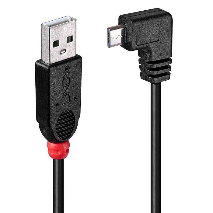 Lindy 1m USB 2.0 Type A to Micro-B Cable, 90 Degree Right Angle - W128456637