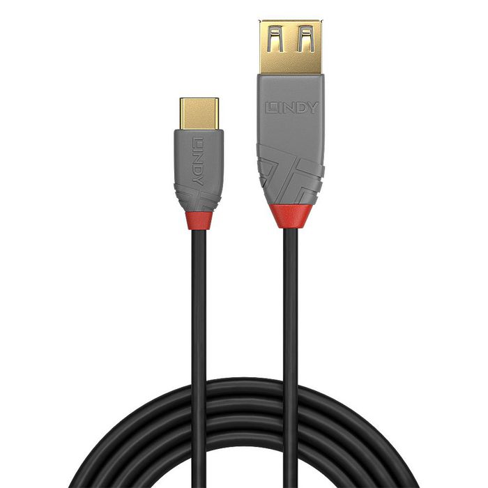 Lindy 0.15m USB 2.0 C to A Adapter Cable, Anthra Line - W128456803