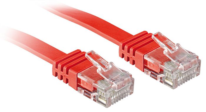 Lindy 0.3m Cat.6 U/UTP Flat Network Cable, Red - W128457337