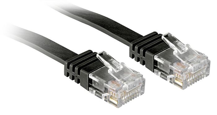 Lindy 1m Cat.6 U/UTP Flat Network Cable, Black - W128457343