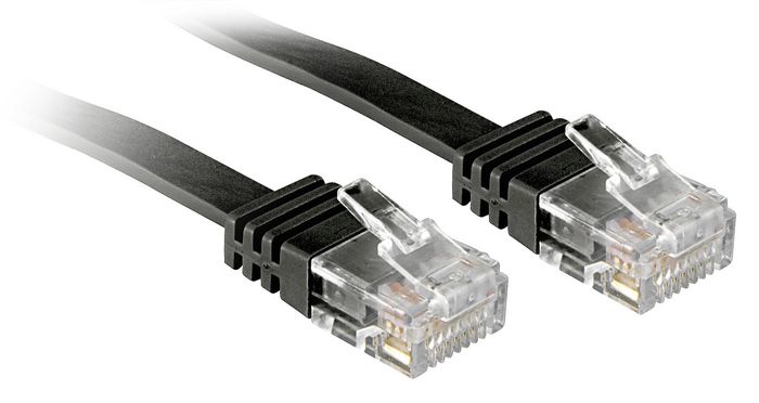 Lindy 3m Cat.6 U/UTP Flat Network Cable, Black - W128457345