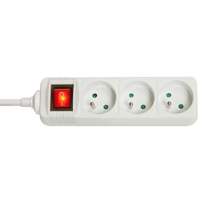 Lindy 3-Way French Schuko Mains Power Extension with Switch, White - W128457685