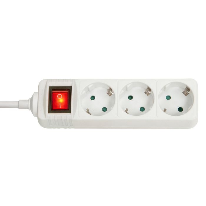 Lindy 3-Way Schuko Mains Power Extension with Switch, White - W128457680