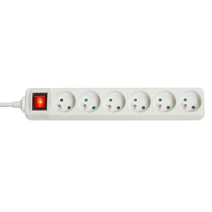 Lindy 6-Way French Schuko Mains Power Extension with Switch, White - W128457687