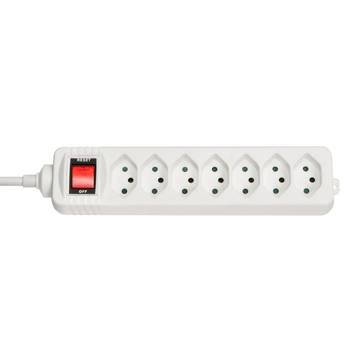 Lindy 7-Way Swiss 3-Pin Mains Power Extension with Switch, White - W128457688