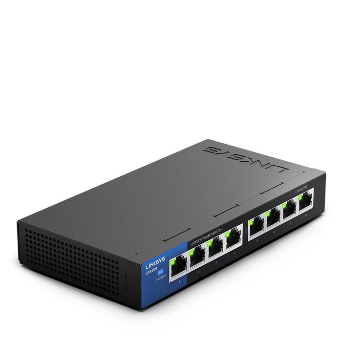 Linksys Lgs108 Unmanaged Gigabit Ethernet (10/100/1000) Black, Blue - W128251346