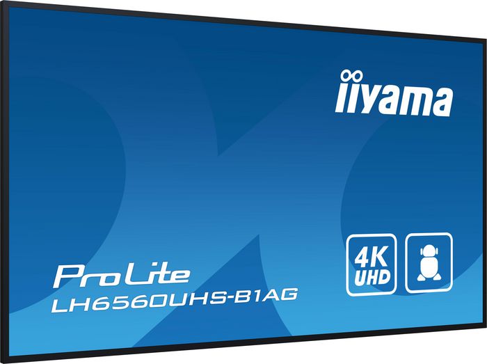 iiyama 65" 3840x2160, UHD VA panel, Haze 25% 500cd/m², Landscape and Portrait, Speakers 2x 10W, 3x HDMI, USB 2.0 x2, WiFi, LAN, Media Play USB Port, Control LAN / RS232C, iiSignage2 (CMS/DMS), E-Share, Android 11 OS, file- and web browser, 24/7 Operation, Slim design depth 39mm, VESA Mount 400x400 - wallmount included - W128444346