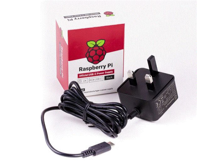 Raspberry Pi This Official Raspberry Pi power supply is the perfect choice for powering your new Raspberry Pi 4 Model B board. This PSU works with all variants of the Raspberry Pi 4 board, the 1GB, 2GB and 4GB. It is a 5.1V, 3A power supply featuring a USB-C connector at one end, and a plug socket at the other. Simply plug the USB-C into your Pi 4 and plug the socket into the mains and you're ready to go!• Compatible with Raspberry Pi 4 Model B• Black (also available in white)• USB-C connector• UK Plug - W128484745