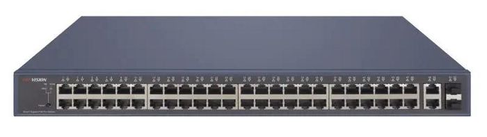 Hikvision Switch PoE Smart 48 puertos Gigabit, 2x RJ45 Gigabit, 2x fibra óptica, 470W - W128377065