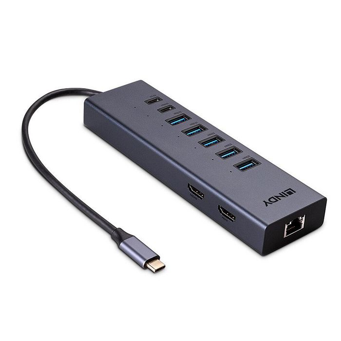 Lindy DST-Mini Duo, USB-C Laptop Mini Docking Station 2x 4K HDMI - W128457025