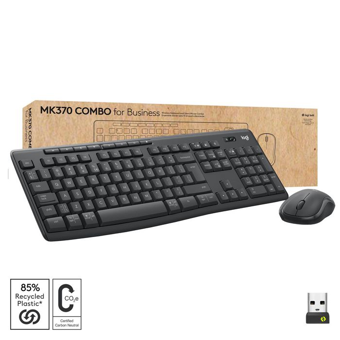 Logitech Mk370 Combo For Business Keyboard Mouse Included Rf Wireless + Bluetooth Qwerty Us International Graphite - W128428253