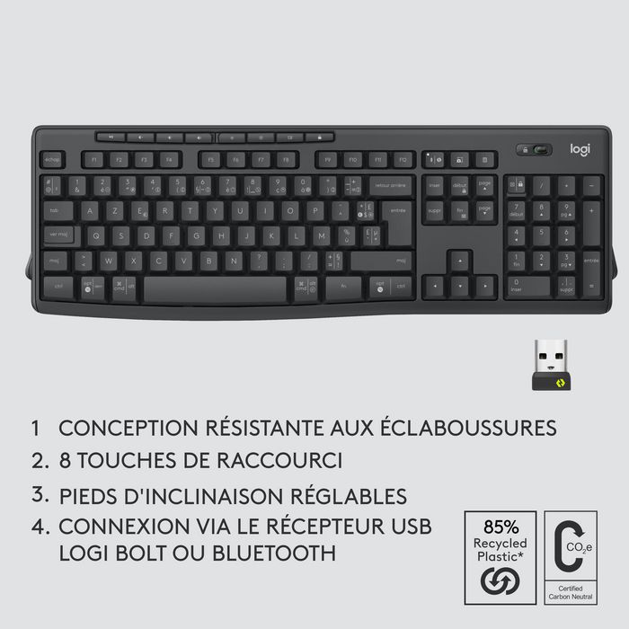 Logitech Mk370 Combo For Business Keyboard Mouse Included Rf Wireless + Bluetooth Qwerty Us International Graphite - W128428253