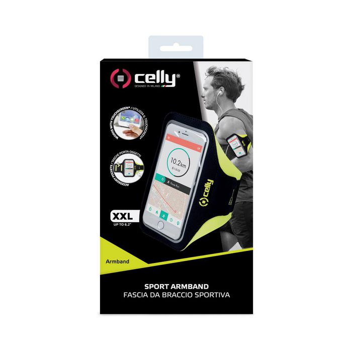 Celly Armband - Smartphone Mobile Phone Case 16.5 Cm (6.5") Armband Case Black, Yellow - W128559452