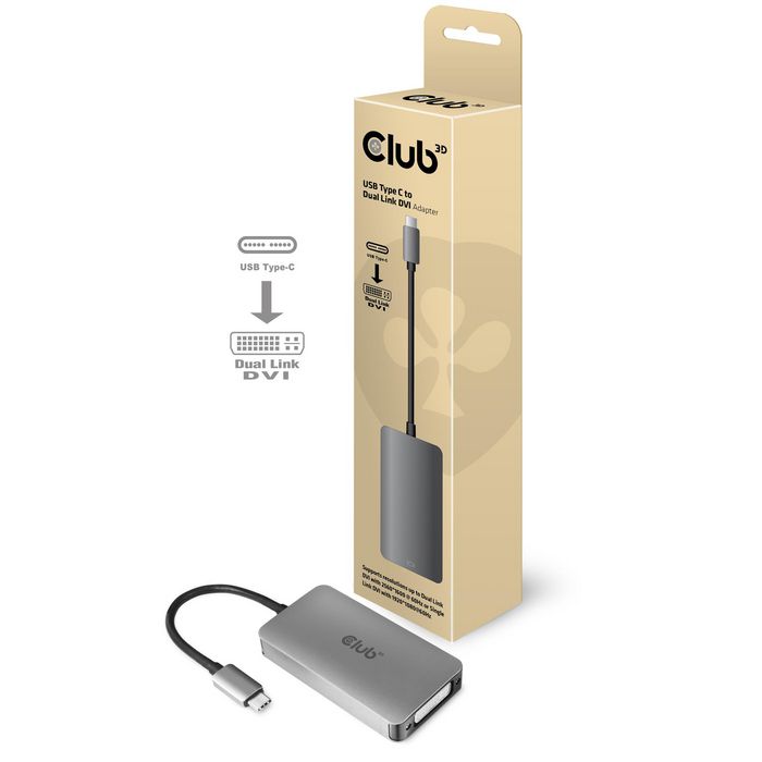 Club3D Usb3.2 Gen1 Type-C To Dual Link Dvi-D Hdcp On Version Active Adapter M/F - W128559471