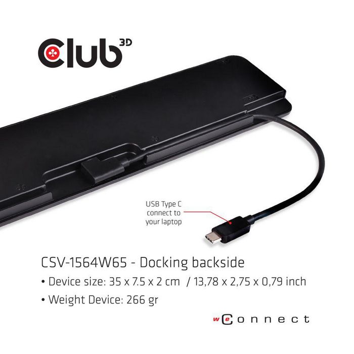 Club3D Universal Usb Gen1 Type-C Triple Display Dynamic Pd Charging Dock With 65 Watt Ps ( Vga, Hdmi, Dp, Ethernet) - W128560702