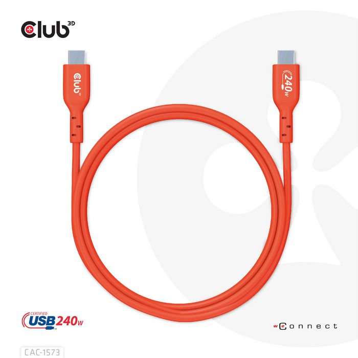 Club3D Usb2 Type-C Bi-Directional Cable, Data 480Mb,Pd 240W(48V/5A) Epr M/M 2M - W128561547