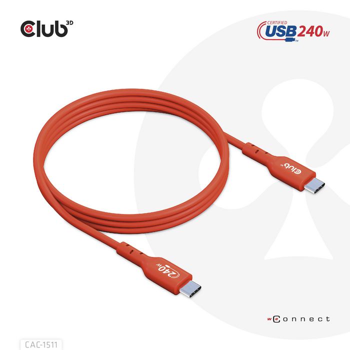 Club3D Usb2 Type-C Bi-Directional Usb-If Certified Cable Data 480Mb, Pd 240W(48V/5A) Epr M/M 4M / 13.13Ft - W128562347