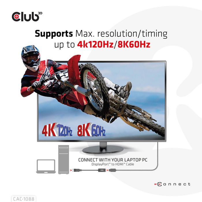 Club3D Displayport1.4 To Hdmi 4K120Hz/8K60Hz Hdr Active Adapter M/F - W128563272