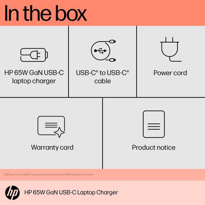 HP USB-C 65W GaN Laptop Charger E - Swiss - W128821300