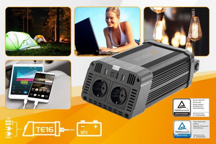 Technaxx 1200W Te16 Power Adapter/Inverter Indoor Black - W128559515