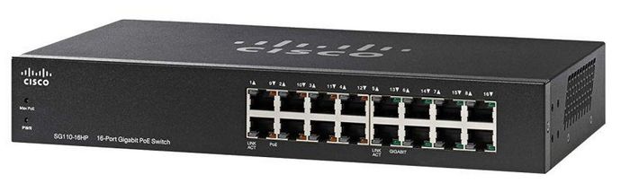 Cisco SB Unmanaged, Gigabit Ethernet, 16 x RJ-45, PoE - W124474822