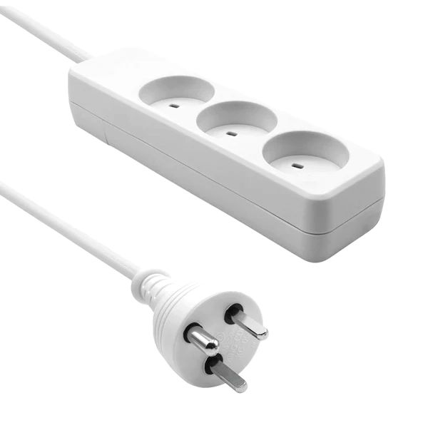 MicroConnect 3-way Danish socket Power Strip 3m White - W126053559