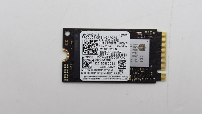 5SS1J53552, Lenovo M.2 2242 PCIe G4 x4 SSD, 512GB capacity