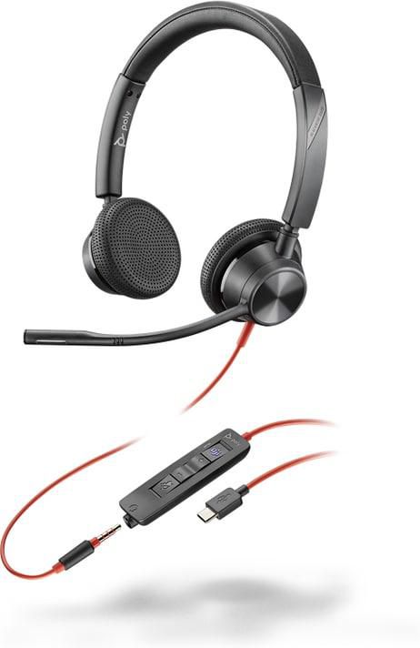 HP Blackwire 3325 Stereo Microsoft Teams Certified USB-C Headset +3.5mm Plug +USB-C/A Adapter - W128771233