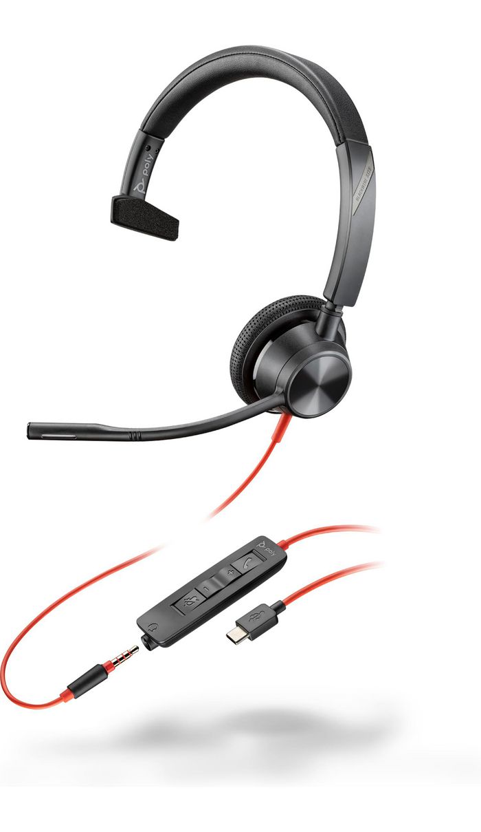 HP Blackwire 3315 Monaural USB-C Headset +3.5mm Plug +USB-C/A Adapter - W128771228