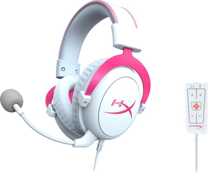 HP Hyperx Cloud Ii - Gaming Headset (White-Pink) Wired Head-Band Pink, White - W128781058
