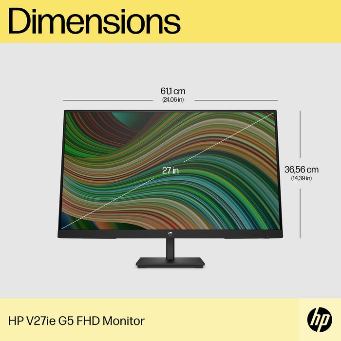 HP V27Ie G5 Computer Monitor 68.6 Cm (27") 1920 X 1080 Pixels Full Hd Black - W128781367