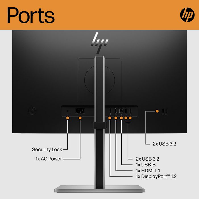 HP E24 G5 Computer Monitor 60.5 Cm (23.8") 1920 X 1080 Pixels Full Hd Lcd Black, Silver - W128781383