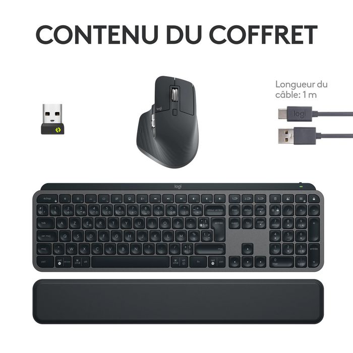 Logitech Mx Keys S Combo Keyboard Mouse Included Rf Wireless + Bluetooth Qwerty Us International Graphite - W128781943