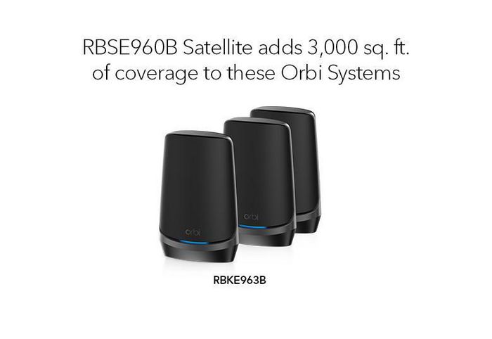Netgear Orbi Quad-Band Wifi 6E Mesh Add-On Satellite, 10.8Gbps – Black Edition - W128784994